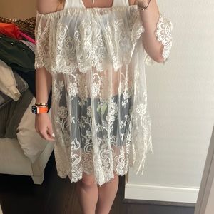 Jen’s Pirate Booty off white Lace Coverup